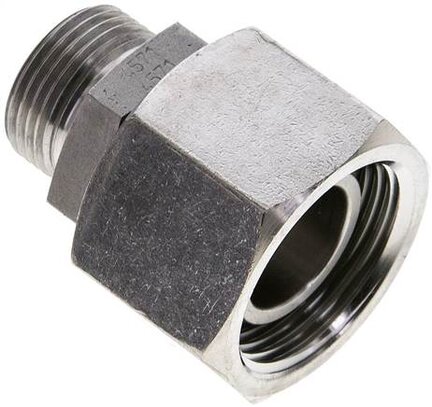 Złączka prosta hydrauliczna, redukcyjna, 22 L-15 L (M22x1,5), uszczelnienie stożkowe, stal nierdzewna