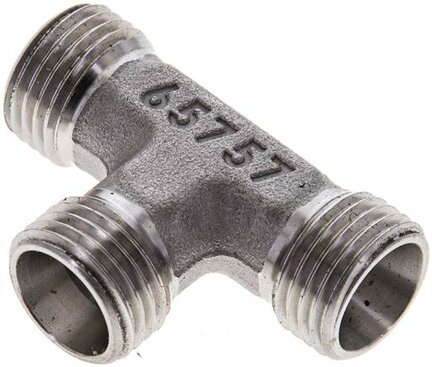 Trójnik hydrauliczny T, gwinty zewnętrzne 10 L (M16x1,5), stal nierdzewna