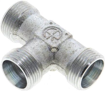 Trójnik hydrauliczny T, gwinty zewnętrzne 15 L (M22x1,5), stal ocynkowana