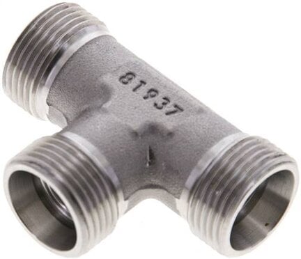Trójnik hydrauliczny T, gwinty zewnętrzne 15 L (M22x1,5), stal nierdzewna