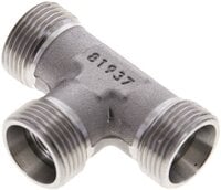 Trójnik hydrauliczny T, gwinty zewnętrzne 15 L (M22x1,5), stal nierdzewna