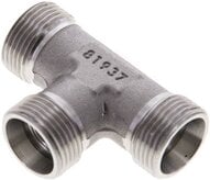 Trójnik hydrauliczny T, gwinty zewnętrzne 15 L (M22x1,5), stal nierdzewna
