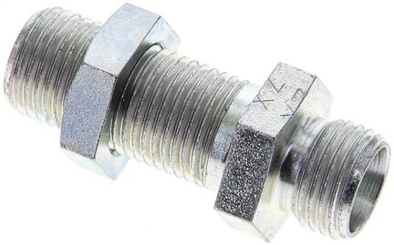 Złączka hydrauliczna prosta, grodziowa, gwint 10 L (M16x1,5), stal ocynkowana