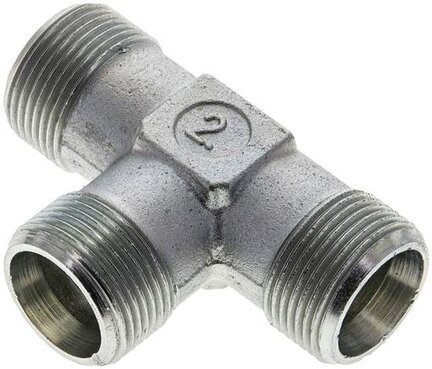 Trójnik hydrauliczny T, gwinty zewnętrzne 16 S (M24x1,5), stal ocynkowana