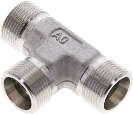 Trójnik hydrauliczny T, gwinty zewnętrzne 16 S (M24x1,5), stal nierdzewna