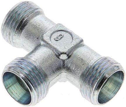 Trójnik hydrauliczny T, gwinty zewnętrzne 12 L (M18x1,5), stal ocynkowana
