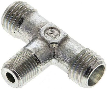 Trójnik hydrauliczny T, gwint R 1/8"-6 L (M12x1,5), stal ocynkowana