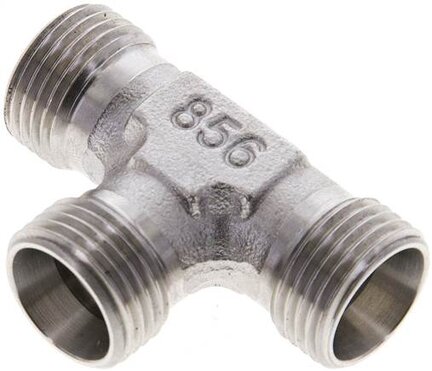 Trójnik hydrauliczny T, gwinty zewnętrzne 12 L (M18x1,5), stal nierdzewna