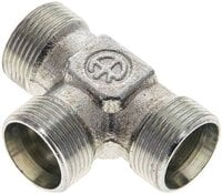 Trójnik hydrauliczny T, gwinty zewnętrzne 12 LL (M16x1), stal ocynkowana