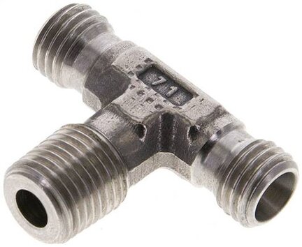 Trójnik hydrauliczny T, gwint R 1/4"-6 L (M12x1,5), stal nierdzewna