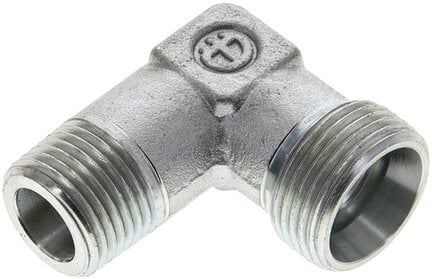 Kolanko hydrauliczne 90 st., gwintowane, M 18x1,5 (stożkowy)-15 L (M22x1,5), stal ocynkowana
