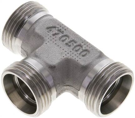 Trójnik hydrauliczny T, gwinty zewnętrzne 22 L (M30x2), stal nierdzewna