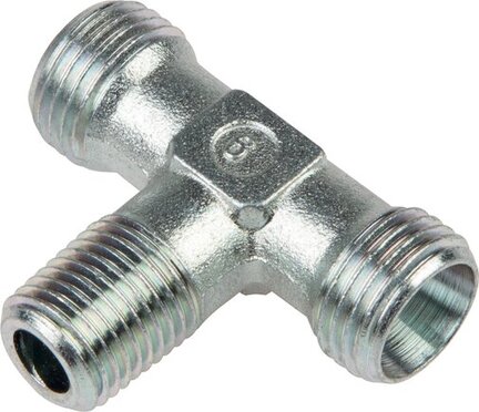 Trójnik hydrauliczny T, gwint R 1/8"-6 LL (M10x1), stal ocynkowana