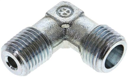 Kolanko hydrauliczne 90 st., gwintowane, M 14x1,5 (stożkowy)-8 S (M16x1,5), stal ocynkowana