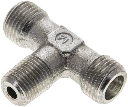 Trójnik hydrauliczny T, gwint R 1/4"-8 S (M16x1,5), stal ocynkowana