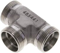 Trójnik hydrauliczny T, gwinty zewnętrzne 28 L (M36x2), stal nierdzewna