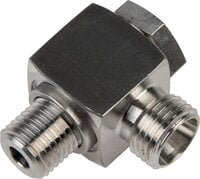 Złączka kątowa hydrauliczna Banjo, gwint M 12x1,5-6 S (M14x1,5), bez dławienia, stal nierdzewna