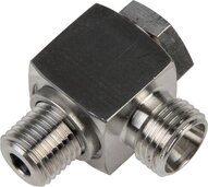 Złączka kątowa hydrauliczna Banjo, gwint M 27x2-20 S (M30x2), bez dławienia, stal nierdzewna