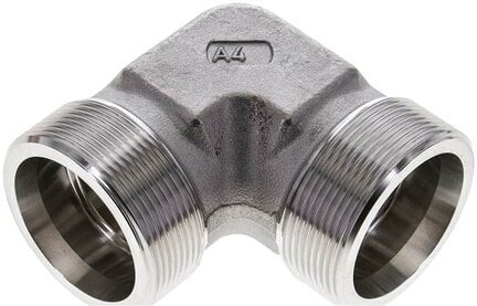 Kolanko hydrauliczne 90 st., gwint zewnętrzny 38 S (M52x2), stal nierdzewna