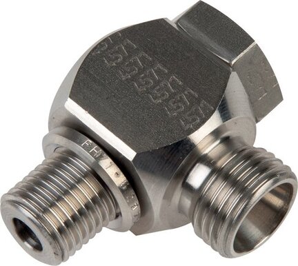 Złączka kątowa hydrauliczna Banjo 90 st., nastawne, bez dławienia, gwint G 3/4"-20 S (M30x2), stal nierdzewna