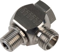 Złączka kątowa hydrauliczna Banjo 90 st., nastawne, bez dławienia, gwint G 3/4"-20 S (M30x2), stal nierdzewna