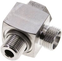 Złączka kątowa hydrauliczna Banjo, gwint M 16x1,5-12 L (M18x1,5), bez dławienia, stal nierdzewna