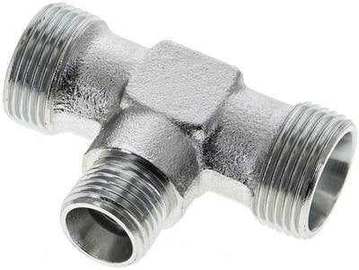 Trójnik hydrauliczny, redukcyjny 15 L (M22x1,5)-10 L (M16x1,5)-15 L (M22x1,5), stal ocynkowana