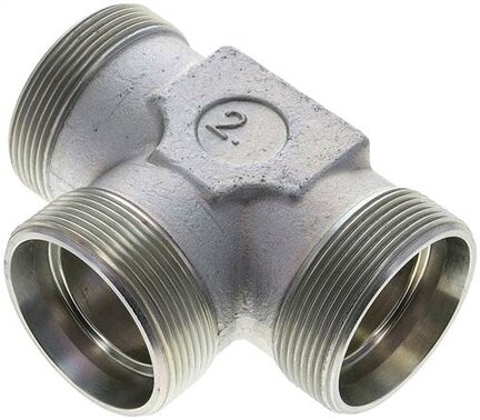 Trójnik hydrauliczny T, gwinty zewnętrzne 42 L (M52x2), stal ocynkowana