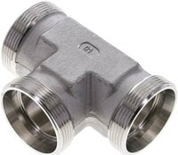 Trójnik hydrauliczny T, gwinty zewnętrzne 42 L (M52x2), stal nierdzewna