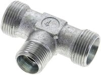 Trójnik hydrauliczny, redukcyjny 15 L (M22x1,5)-12 L (M18x1,5)-15 L (M22x1,5), stal ocynkowana
