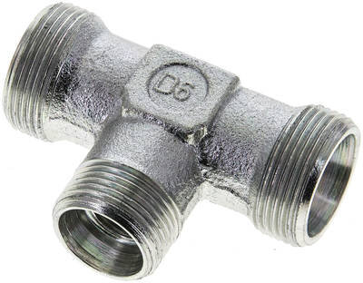 Trójnik hydrauliczny, redukcyjny 18 L (M26x1,5)-15 L (M22x1,5)-18 L (M26x1,5), stal ocynkowana