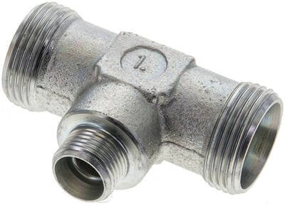 Trójnik hydrauliczny, redukcyjny 22 L (M30x2)-12 L (M18x1,5)-22 L (M30x2), stal ocynkowana