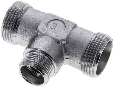 Trójnik hydrauliczny, redukcyjny 22 L (M30x2)-15 L (M22x1,5)-22 L (M30x2), stal ocynkowana