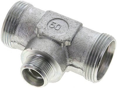 Trójnik hydrauliczny, redukcyjny 28 L (M36x2)-15 L (M22x1,5)-28 L (M36x2), stal ocynkowana