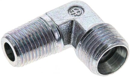 Kolanko hydrauliczne 90 st. gwint R 1/4"-10 L (M16x1,5), stal ocynkowana