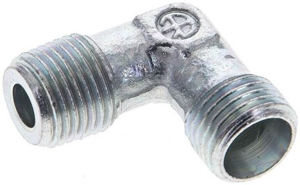 Kolanko hydrauliczne 90 st. gwint R 1/8"-6 LL (M10x1), stal ocynkowana