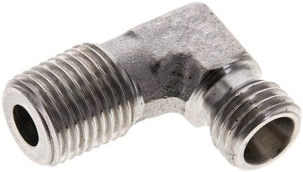 Kolanko hydrauliczne 90 st. gwint R 1/4"-6 L (M12x1,5), stal nierdzewna