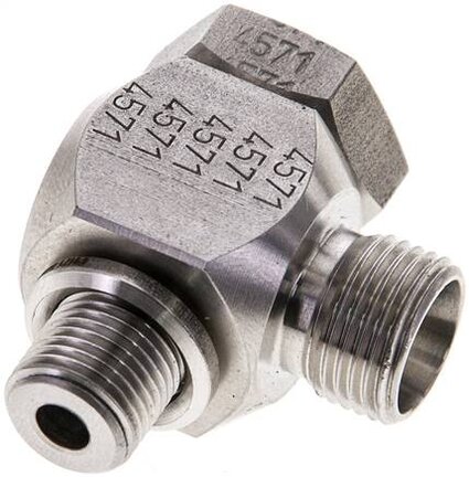 Złączka kątowa hydrauliczna Banjo 90 st., nastawne, bez dławienia, gwint G 1/8"-8 LL (M12x1), stal nierdzewna