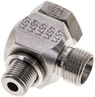 Złączka kątowa hydrauliczna Banjo 90 st., nastawne, bez dławienia, gwint G 1/8"-8 LL (M12x1), stal nierdzewna