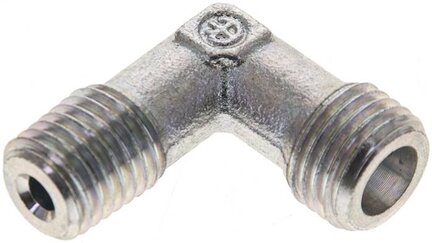Kolanko hydrauliczne 90 st., gwintowane, M 12x1,5 (stożkowy)-6 S (M14x1,5), stal ocynkowana