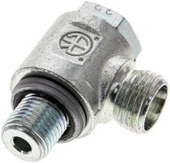 Złączka hydrauliczna kątowa Banjo, gwint G 1/4"-10 L (M16x1,5), oring, bez dławienia, stal ocynkowana