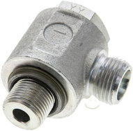 Złączka hydrauliczna kątowa Banjo, gwint G 3/8"-10 S (M18x1,5), oring, bez dławienia, stal ocynkowana