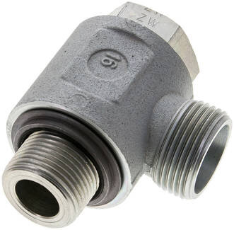 Złączka hydrauliczna kątowa Banjo, gwint G 3/4"-20 S (M30x2), oring, bez dławienia, stal ocynkowana