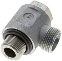 Złączka hydrauliczna kątowa Banjo, gwint G 3/4"-20 S (M30x2), oring, bez dławienia, stal ocynkowana