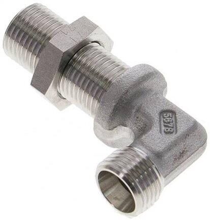 Kolanko hydrauliczne 90 st., grodziowe 10 L (M16x1,5), stal nierdzewna