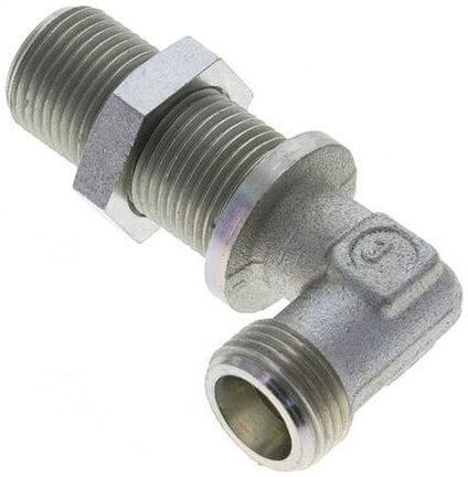Kolanko hydrauliczne 90 st., grodziowe 10 S (M18x1,5), stal ocynkowana