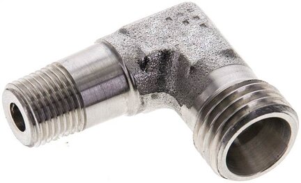 Kolanko hydrauliczne 90 st. gwint R 1/8"-8 L (M14x1,5), stal nierdzewna