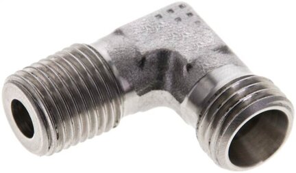 Kolanko hydrauliczne 90 st. gwint R 1/4"-8 L (M14x1,5), stal nierdzewna
