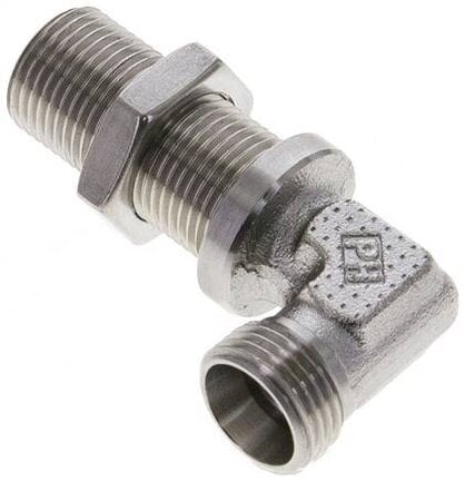 Kolanko hydrauliczne 90 st., grodziowe 12 L (M18x1,5), stal nierdzewna