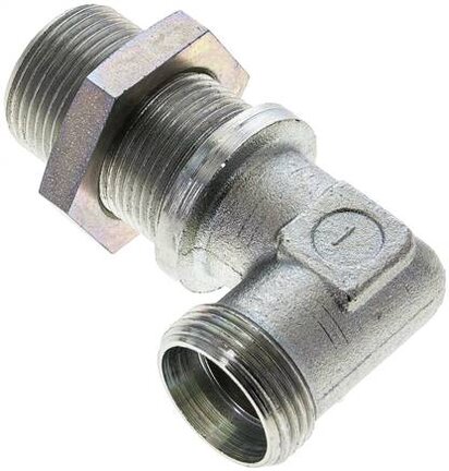 Kolanko hydrauliczne 90 st., grodziowe 22 L (M30x2), stal ocynkowana